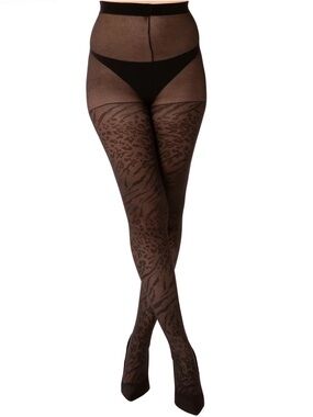 🛍️NWT Sheer Animal Print Tights - Black/Brown